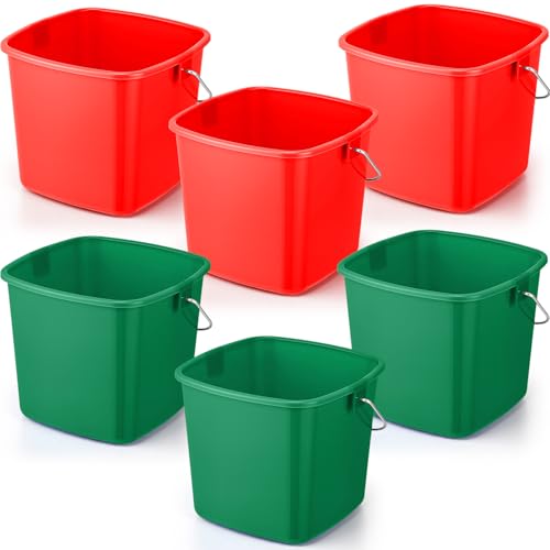 Zhehao 6 Pcs 3 Quart Small Sanitizer Cleaning Bucket, Red,Green - color: Red,green