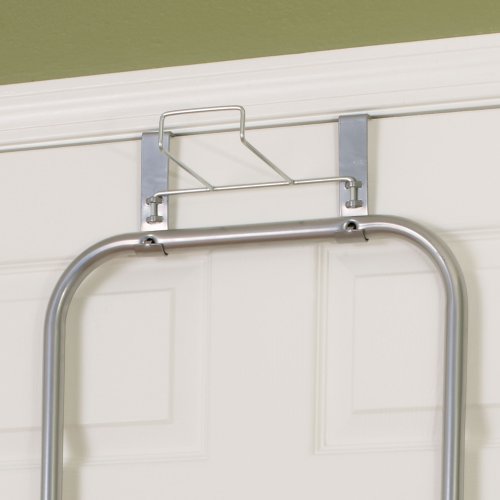 Household Essentials 144222 Over The Door Small Ironing Board with Iron Holder, Natural Cotton Cover Silver - color: Silver