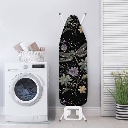Dragonfly Ironing Board Cover and Pad 15 x 54 Thick Iron Board Protective Ironing Padded Cover Suitable for Standard Ironing Boards Padding Iron Sleeve with Elastic Edge Black - color: Dragonfly