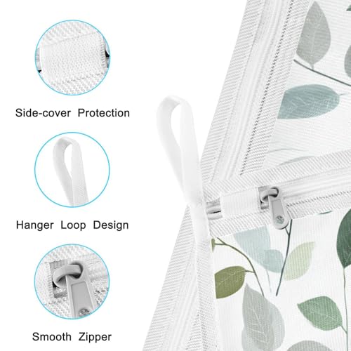 Mesh Laundry Bags Lingerie Bags for Washing Delicates 2 PCS Durable Wash Bag with Zipper Small and Medium Washable Fresh Green and Grey Leaves - color: Fresh Green and Grey Leaves