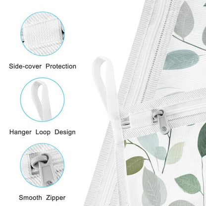 Mesh Laundry Bags Lingerie Bags for Washing Delicates 2 PCS Durable Wash Bag with Zipper Small and Medium Washable Fresh Green and Grey Leaves - color: Fresh Green and Grey Leaves
