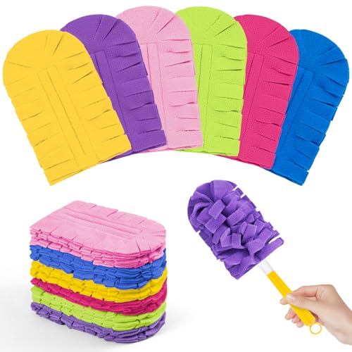 12 PCS Microfiber Reusable Duster Refills for Swiffer Duster - color: Vibrant Rainbow