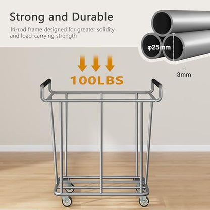 Gewudraw 360L Rolling Laundry Hamper with Wheels, 95 Gallons, Grey - color: Grey, size: 1-Section-360L