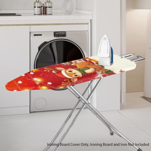 Christmas Reindeer Ironing Board Covers Heavy-Duty Fabric Non Slip Padded Ironing Board Covers Hook and Loop Design Waterproof Slip-Resistant Xmas Decor - color: Christmas Reindeer