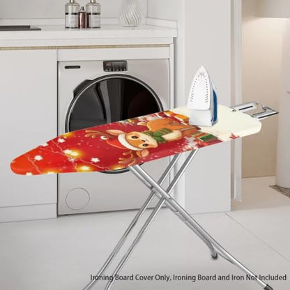 Christmas Reindeer Ironing Board Covers Heavy-Duty Fabric Non Slip Padded Ironing Board Covers Hook and Loop Design Waterproof Slip-Resistant Xmas Decor - color: Christmas Reindeer