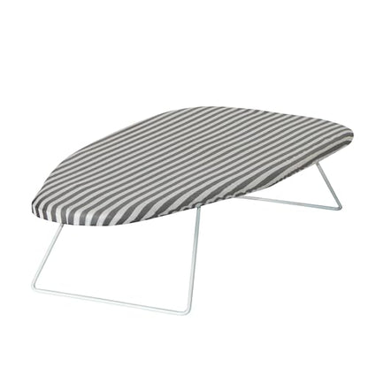 Honey-Can-Do Steel Tabletop Ironing Board with Folding Legs, Grey and White Stripe Cotton Cover, Compact Space-Saving Design, 30" L x 6" H - color: Gray, size: 29" L x 13" W