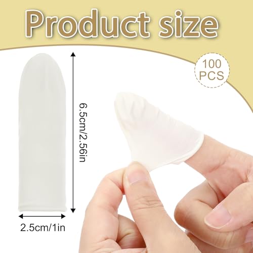 100 Pcs Finger Cots Finger Protectors, Medium Disposable Fingertips Protective Fingers Cots Silicone Fingers Gloves Suitable for Beauty Manicure Massage Electronic(White) - color: White
