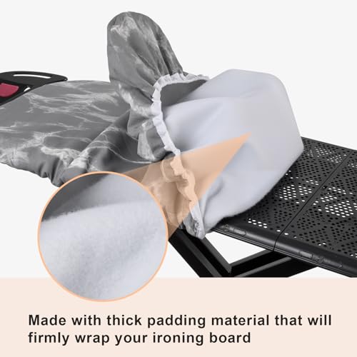 Seiritex Ironing Board Cover and Pad 54 x 15 inches, Thick Padding with Heat Reflective, Hook and Loop Fasteners with Elasticized Edges, Replacement Iron Board Cover Fit Standard Size (Gray Marble) - color: Gray Marble, size: 15x54
