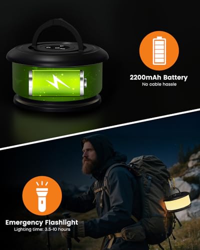 Camping String Lights, Retractable 32.8FT Rechargeable Fairy Light - color: Black