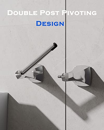 Polished Chrome Toilet Paper Holder Bathroom Double Post Pivoting Tissue Roll Holder Stainless Steel and Zinc Alloy Wall Mount - color: Polished Chrome