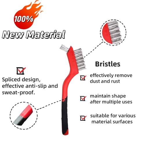6-Pack Steel Wire Brush Set for Rust Removal, Dual-Head Metal Cleaning Tool - size: 6PCS Wire Brushes