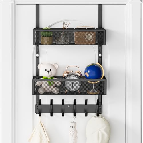 Over the Door Hooks,Door Hanger Organizer Fits Doors 1 3/4" Black - color: Black, size: 2 Baskets