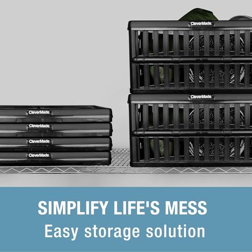 CleverMade Collapsible Utility Crates, 60L Storage Crate, 3 Pack, Obsidian - color: Obsidian, size: 60L - 3 Pack