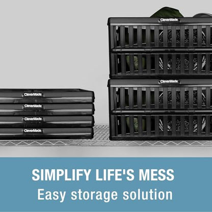 CleverMade Collapsible Utility Crates, 60L Storage Crate, 3 Pack, Obsidian - color: Obsidian, size: 60L - 3 Pack