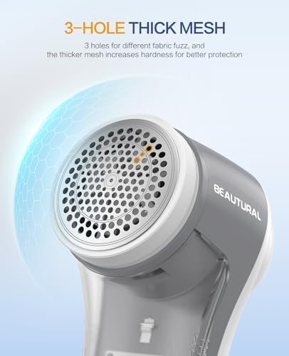 BEAUTURAL Fabric Shaver and Lint Remover, Rechargeable Sweater Defuzzer - color: Gray