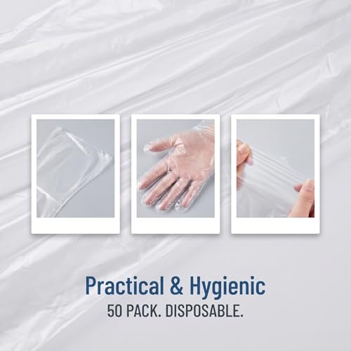 Long Disposable Gloves 50 Count | Elbow-length protective sleeves for household cleaning - durable plastic-free design, perfect for washing dishes, bathroom scrubbing & farm tasks