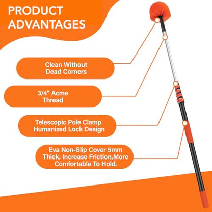 30FT Cobweb Duster with Extension Pole - High Reach Duster - size: 24 FT