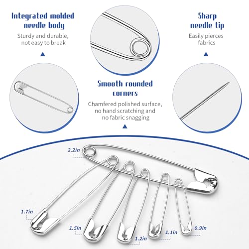 Jmuiiu 1.5 Inch/100Pcs Safety Pins, Steel Clothes Pins - size: 1.5 inch-100 pcs