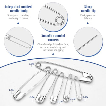 Jmuiiu 2.2 Inch/50 Pcs Safety Pins, Durable Clothes Pins - size: 2.2 inch-50 pcs