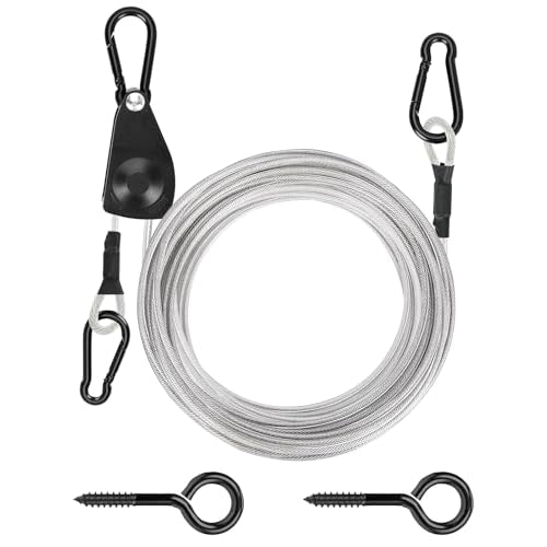 TooTaci Outdoor Clothesline Kit, 45ft 3/16" PVC Coated Clothesline Cable - size: 45ft