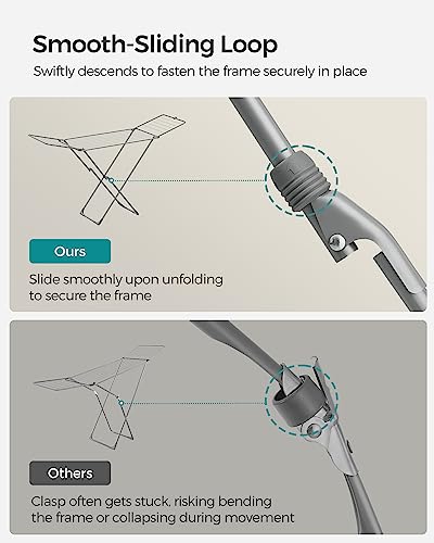 SONGMICS Clothes Drying Rack, Foldable, Heavy Duty, 2 Gullwings - color: Gray, style: 2 Gullwings（19.7"D)