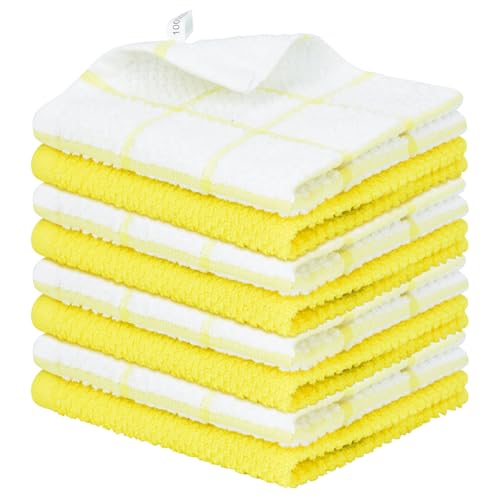 Nialnant 8 Pack Dish Cloths for Washing Dishes,Soft Absorbent - color: Yellow, size: 12 x 12 in - 8PCS