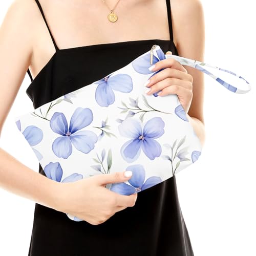 Fokongna Floral Print Wet Bag, Small Portable Waterproof Multi-Functional Organizer for Women, Blue Watercolor Floral, Ideal for Daily, Beach & Travel - color: Lavender Blue Watercolor Floral