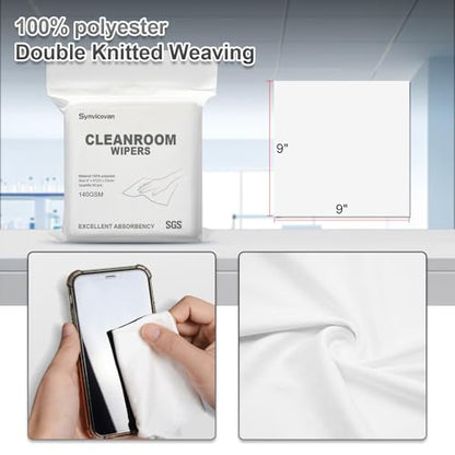 Cleanroom Cloth Wipes 9"x9",140GSM,Bag of 50 Pcs - size: 9" x 9" (Pack of 50)