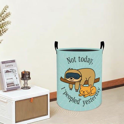 Funny Sloth Oxford Cloth Laundry Basket with Handles 19.7"X15.7" - color: Sloth 01