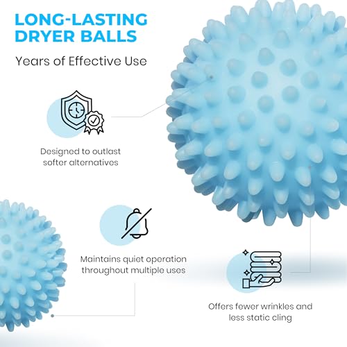 Handy Laundry Reusable Laundry Dryer Balls - A Natural Alternative to Fabric Softener, Reduce Drying Time and Save on Energy, Soft Fluffy Clothes, Fewer Wrinkles, Less Static Cling (Pack of 6) - color: Light Blue | 6-pack