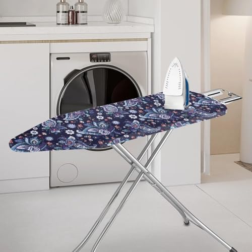 Household Iron Board Covers 15x54 Inch Polynesian Flower Print Ironing Board Protector with Elasticized Edges Easy to Install Remove Home Decorations - color: Black and Purple - Polynesian Flower