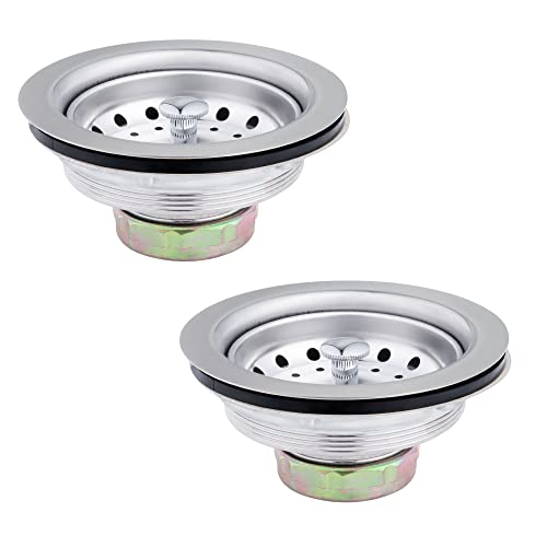 Artiwell 2-Pack Kitchen Sink Basket Strainer and Stopper, 3-1/2” Kitchen Drain Assembly with Strainer and Sink Stopper, Kitchen Sink Strainer with Stopper, Chrome Plated - color: Chrome Plated