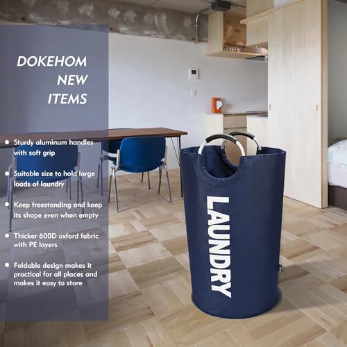 DOKEHOM 125L X-Large Laundry Basket Bag, Collapsible Tall Hamper, Dark Blue - color: Dark Blue, size: 125L