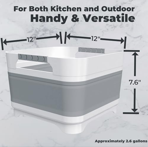GIMWA 2.6 Gal Collapsible Baby Bottle Wash Basin with Drain Plug - color: Gray