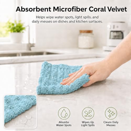 kimteny Microfiber Dish Cloths for Washing Dishes 24 Pack, Lake Blue - color: Lake Blue, size: 12 x 12 - 24 Pack
