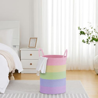VIPOSCO 58L Tall Woven Laundry Basket Hamper, Rainbow - color: Rainbow, size: 58L