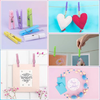60Pcs Mini Clothespins for Baby Shower Games Boy Girl Clothes Pins 1.4Inch - color: Multicolor