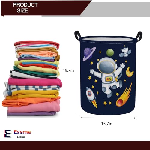 ESSME Laundry Basket,Space Hamper Collapsible Canvas Waterproof Storage Bin, Nursery Hamper,Gift Baskets,(Astronaut) - color: Astronaut