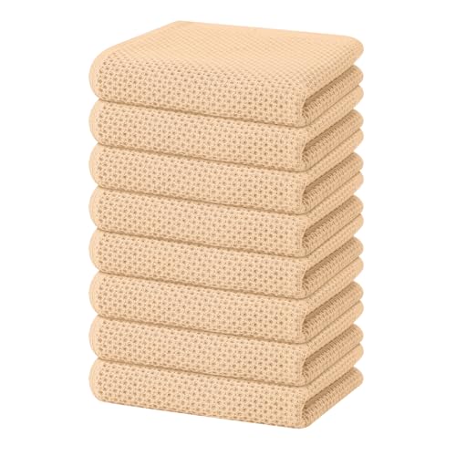 Homaxy 100% Cotton Waffle Weave Kitchen Dish Towels 8-Pack, Apricot - color: Apricot, size: 13 X 28 - 8 Pack