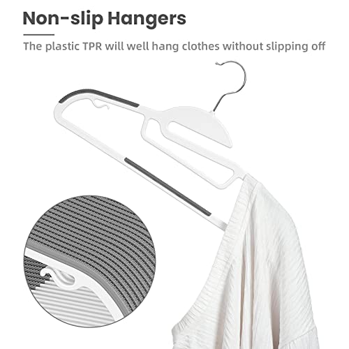 BAGAIL Plastic Hangers 50 Pack with Non-Slip Design,0.2 Inches Thick, 360°Swivel Hook Space Saving Organizer for Bedroom Closet,Shirts,Pants(White- S Shaped) - color: White