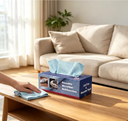 Microfiber Cleaning Cloths, 30 Pack Reusable Washable Microfiber Towels with Dispenser Box, Rags for Car, Automotive, Home, Kitchen, Garage Cleaning, 11" x 11"