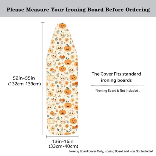 Halloween Pumpkin Ironing Board Cover and Pad 16 x 55 Inch Iron Board Cover with Elastic Edge & Adjustable Fastener Resist Scorching and Staining Extra Thick Padding - color: Halloween Pumpkin5
