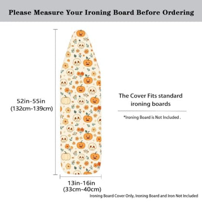 Halloween Pumpkin Ironing Board Cover and Pad 16 x 55 Inch Iron Board Cover with Elastic Edge & Adjustable Fastener Resist Scorching and Staining Extra Thick Padding - color: Halloween Pumpkin5
