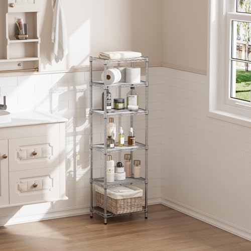 SINGAYE Metal Shelves Wire Shelving Storage Standing Adjustable Shelf Unit - color: Grey, size: 6 Tier 10" D x 16" W x 63" H