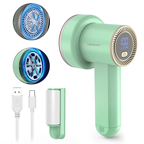 HOMEASY Fabric Shaver, Rechargeable Lint Remover for Clothes Green - color: Green