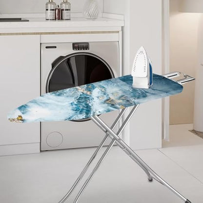 Flashideas Blue Marble Print Ironing Board Cover and Pad- 52" x 13" Iron Board Cover with Padding Fits Standard Size, Iron Board Cover Accessories - color: Blue Marble Print