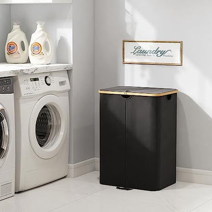 Lifewit 150L Double Laundry Hamper with Lid and Removable Bag, Black - color: Black, size: 150L