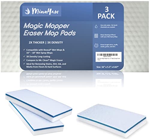 Magic Mopper Sponge Eraser Mop Pad, Compatible with Most 16" Spray Mops - style: Eraser Mop Pads for 16” – 18” Wet Spray Mops