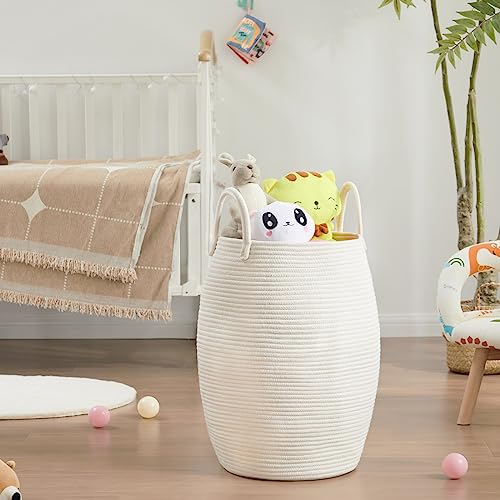 Large Laundry Hamper Basket 65L Woven Blanket Basket, Beige - color: Beige, size: 65L