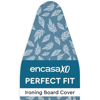 Encasa XO Ironing Board Cover and Pad, Thick Felt 49"x18" - color: Big Leaves Blue, size: Wide (49"x18")